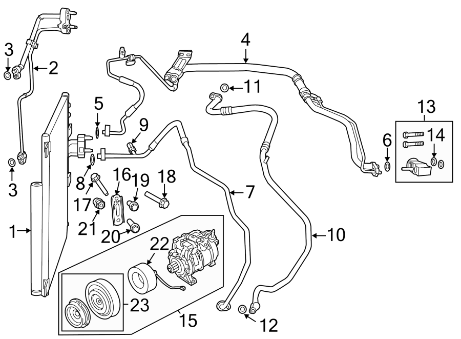 19AIR CONDITIONER & HEATER. COMPRESSOR & LINES. CONDENSER.https://images.simplepart.com/images/parts/motor/fullsize/TM13125.png