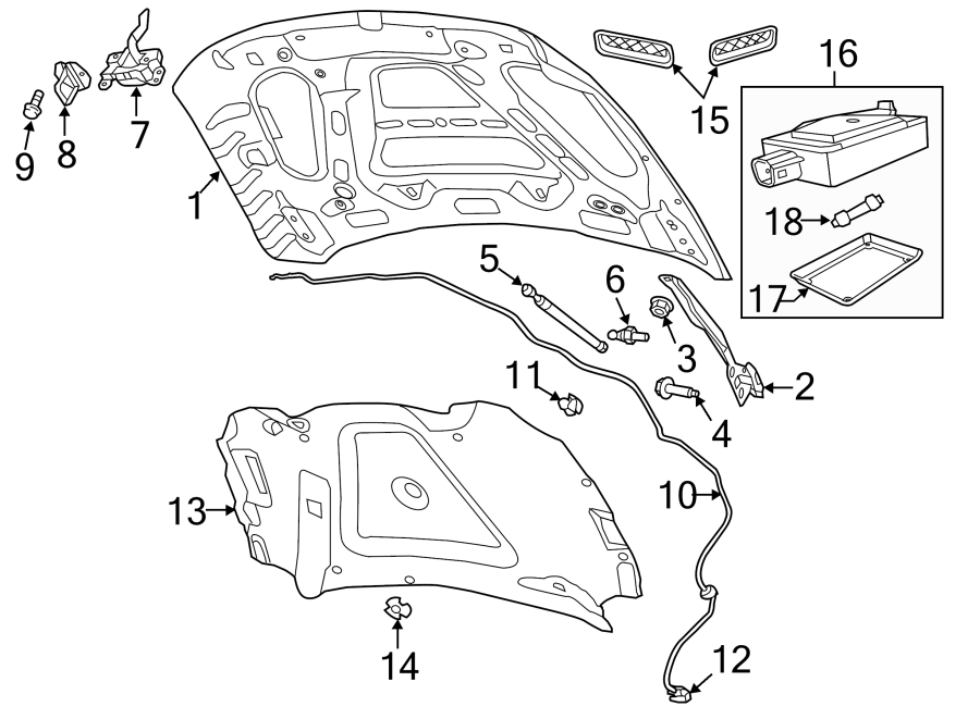 Diagram HOOD & COMPONENTS. for your 2023 Ram ProMaster 3500   