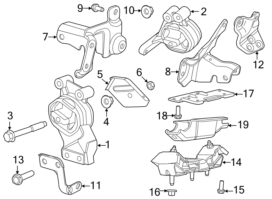 Diagram ENGINE & TRANS MOUNTING. for your 2019 Ram ProMaster 1500   