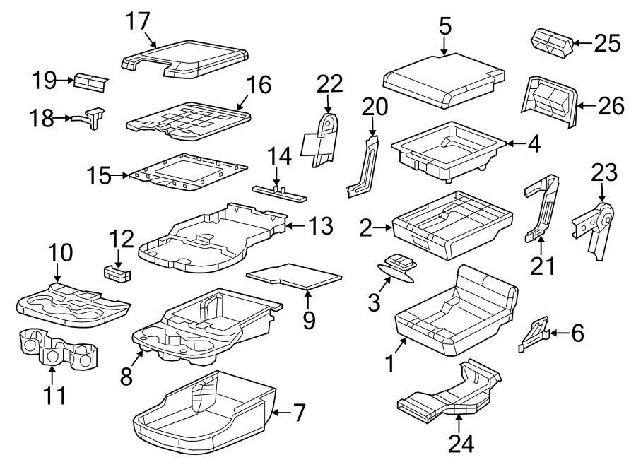 Diagram SEATS & TRACKS. FRONT SEAT COMPONENTS. for your 2015 Ram 1500 5.7L HEMI V8 A/T 4WD Laramie Crew Cab Pickup Fleetside 