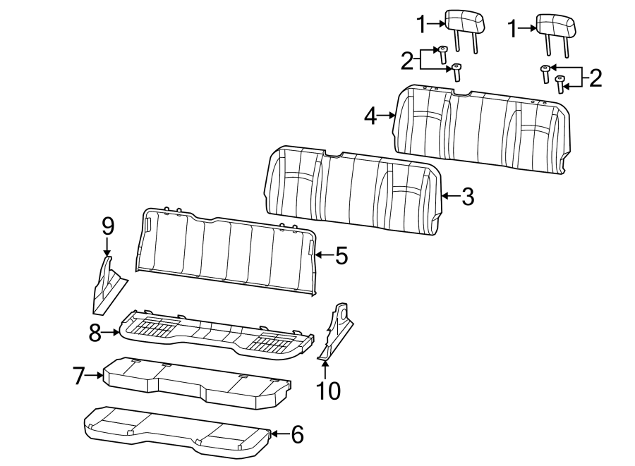 Diagram SEATS & TRACKS. REAR SEAT COMPONENTS. for your 2023 Ram 1500 Classic   