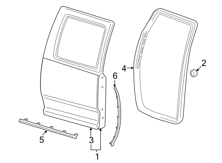 Diagram REAR DOOR. DOOR & COMPONENTS. for your 2018 Jeep Grand Cherokee 5.7L HEMI V8 A/T AWD Trailhawk Sport Utility 