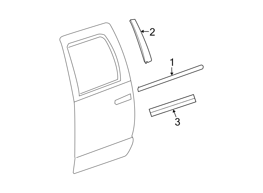 1REAR DOOR. EXTERIOR TRIM.https://images.simplepart.com/images/parts/motor/fullsize/TM13795.png