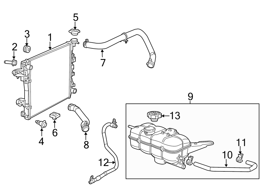 Diagram Radiator & components. for your 2016 Ram 2500 6.7L 6 cylinder DIESEL M/T RWD Tradesman Crew Cab Pickup Fleetside 