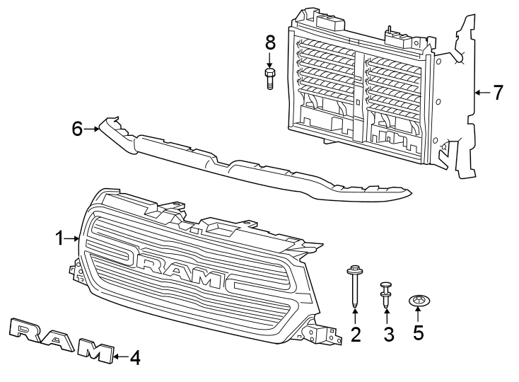 Diagram GRILLE & COMPONENTS. for your Chrysler 200  