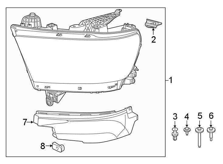 Diagram FRONT LAMPS. HEADLAMP COMPONENTS. for your 2022 Ram 1500  HFE Crew Cab Pickup Fleetside 