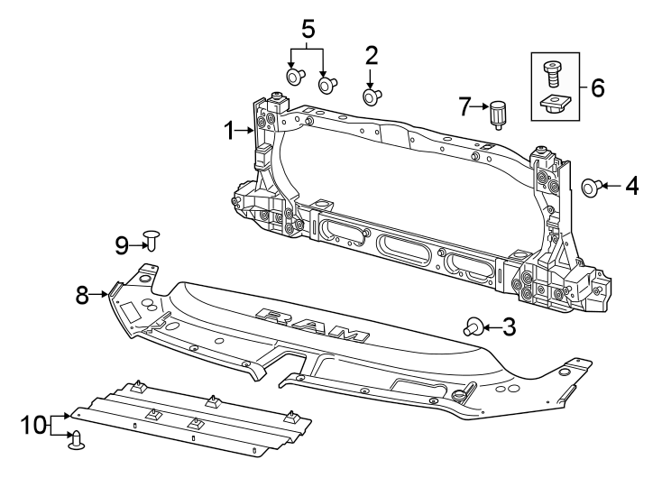 Diagram RADIATOR SUPPORT. for your Ram 1500  