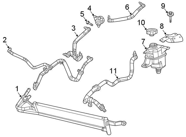 Diagram Radiator & components. for your 2018 Ram 2500 6.7L 6 cylinder DIESEL M/T RWD Tradesman Crew Cab Pickup Fleetside 