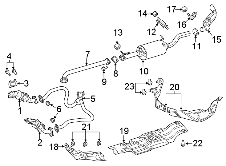 1EXHAUST SYSTEM. EXHAUST COMPONENTS.https://images.simplepart.com/images/parts/motor/fullsize/TM19270.png