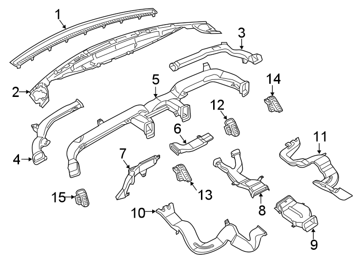 Diagram INSTRUMENT PANEL. DUCTS. for your 2023 Ram 1500 3.0L EcoDiesel V6 DIESEL A/T RWD Laramie Crew Cab Pickup Fleetside 