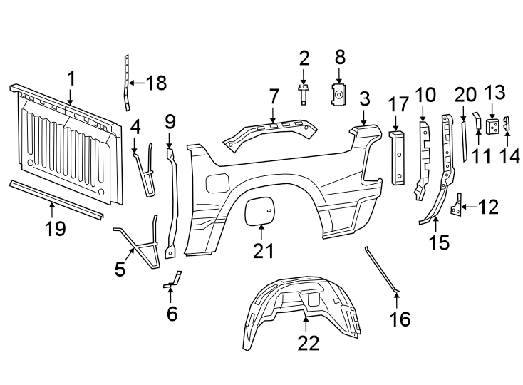 PICK UP BOX. FRONT & SIDE PANELS. Diagram