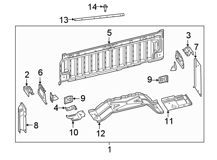 PICK UP BOX. FRONT & SIDE PANELS. Diagram