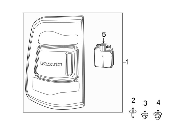 Diagram REAR LAMPS. TAIL LAMPS. for your 2021 Ram 1500 5.7L eTorque V8 MILD HYBRID EV-GAS (MHEV) A/T RWD Laramie Longhorn Crew Cab Pickup Fleetside 