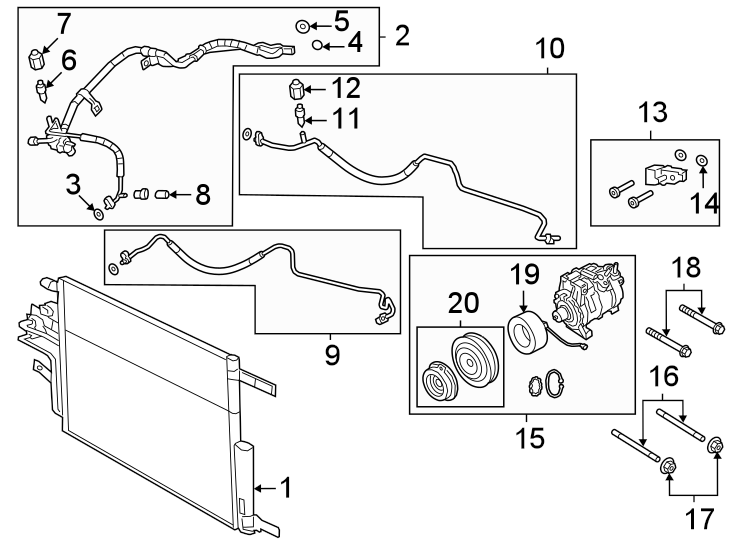 1Air conditioner & heater. Compressor & lines. Condenser.https://images.simplepart.com/images/parts/motor/fullsize/TM19840.png