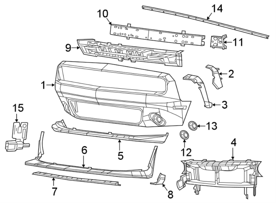 Diagram FRONT BUMPER. BUMPER & COMPONENTS. for your Dodge Challenger  