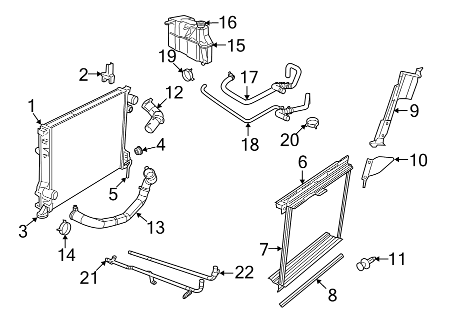 Diagram RADIATOR & COMPONENTS. for your 2017 Dodge Challenger 6.2L HEMI V8 A/T RWD SRT Hellcat Coupe 