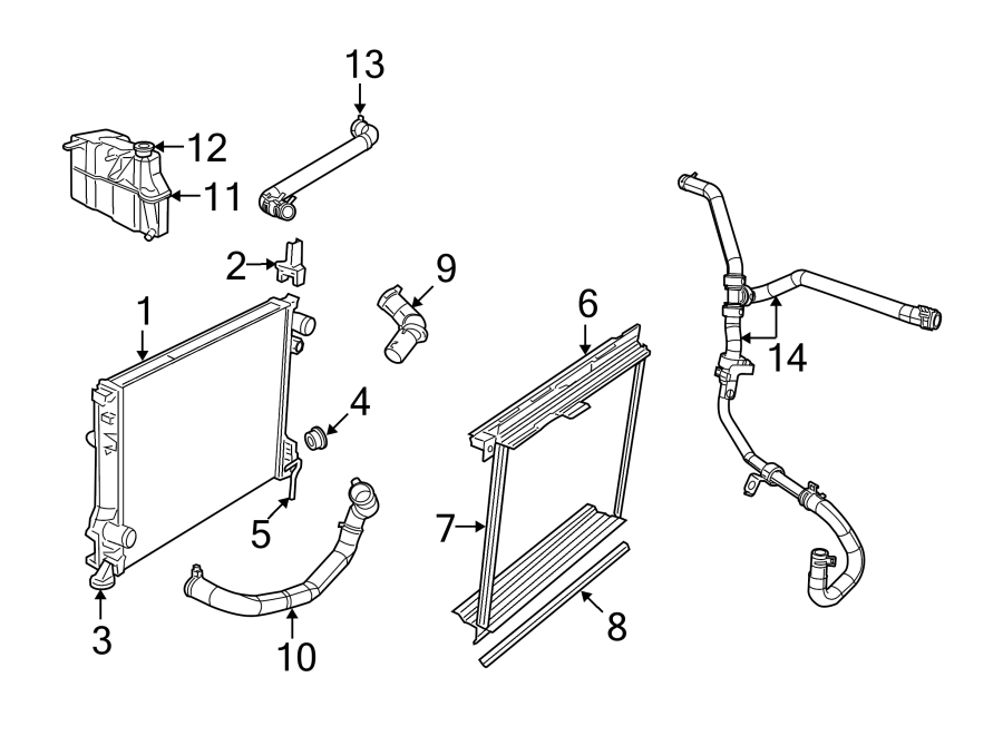 Diagram RADIATOR & COMPONENTS. for your 2018 Ram 2500 6.7L 6 cylinder DIESEL M/T RWD Tradesman Crew Cab Pickup Fleetside 