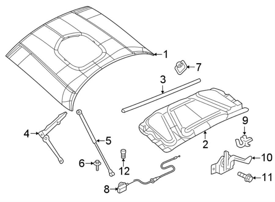 Diagram HOOD & COMPONENTS. for your Dodge Challenger  