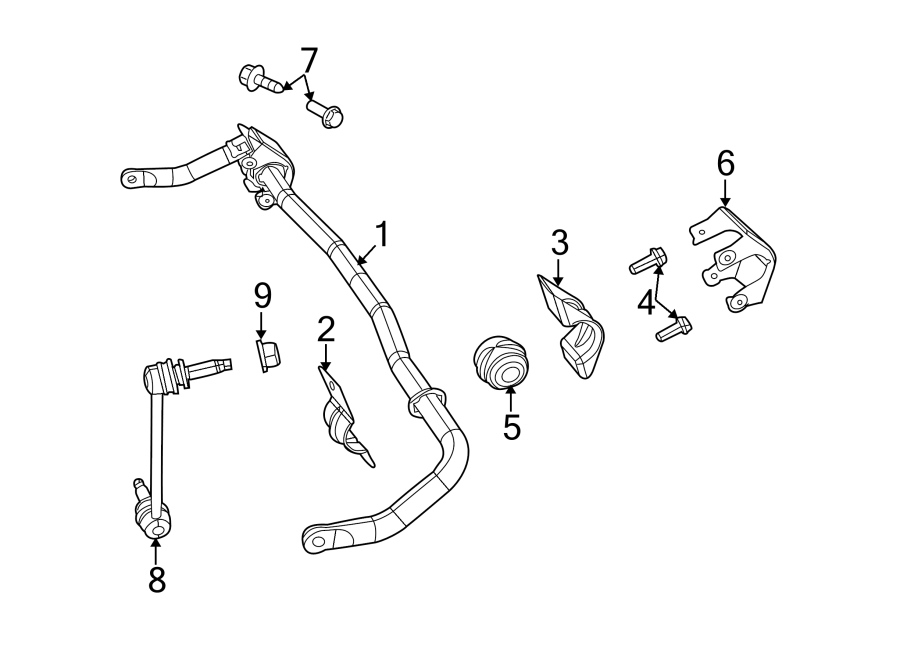 Diagram FRONT SUSPENSION. STABILIZER BAR & COMPONENTS. for your Dodge Challenger  