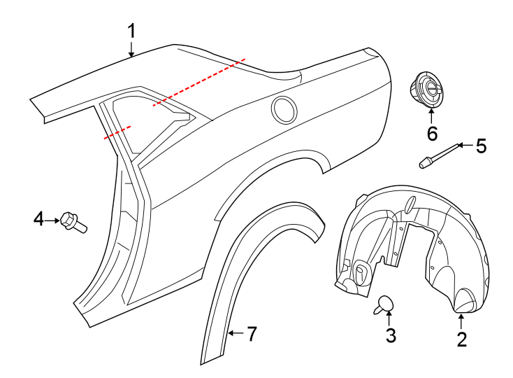 Diagram EXTERIOR TRIM. QUARTER PANEL & COMPONENTS. for your Dodge