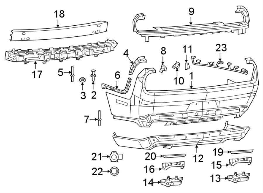 Diagram REAR BUMPER. BUMPER & COMPONENTS. for your Dodge Challenger  