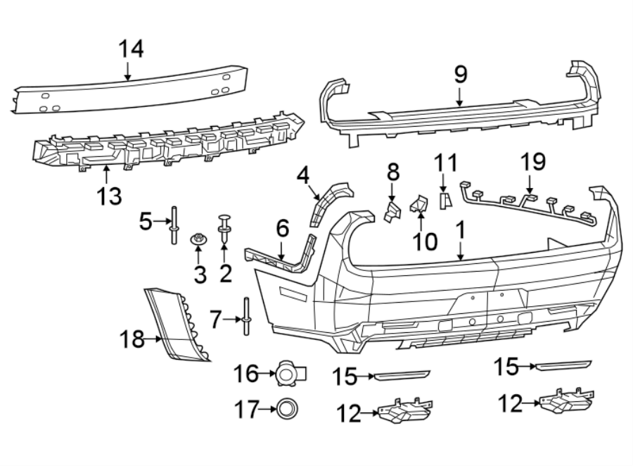 Diagram REAR BUMPER. BUMPER & COMPONENTS. for your Dodge