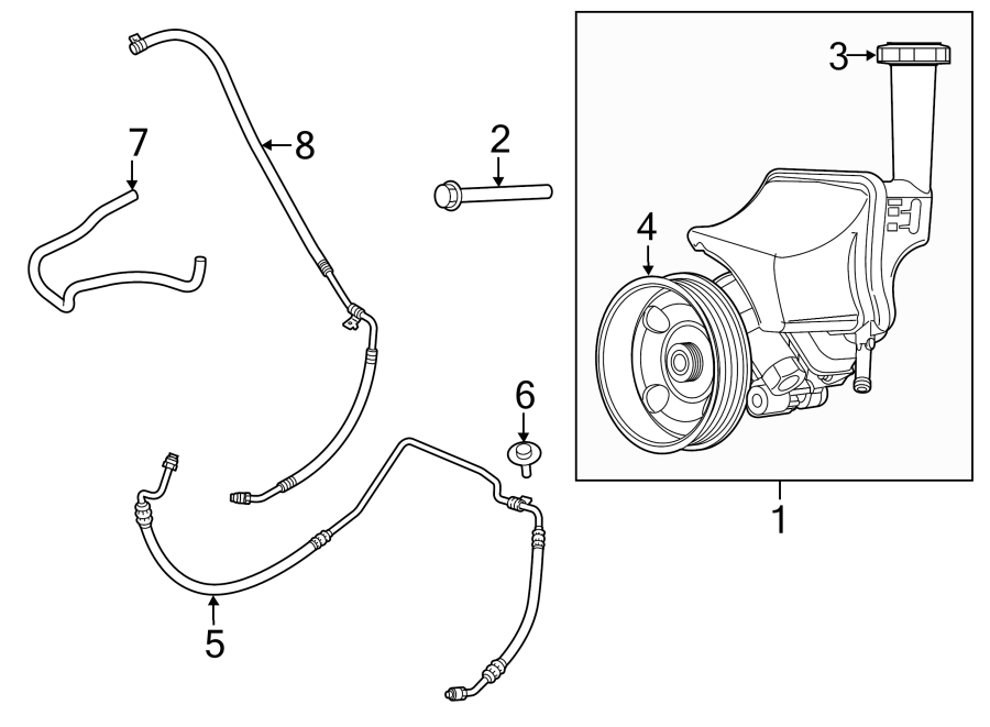 Diagram STEERING GEAR & LINKAGE. PUMP & HOSES. for your 2017 Dodge Challenger 6.2L HEMI V8 A/T RWD SRT Hellcat Coupe 