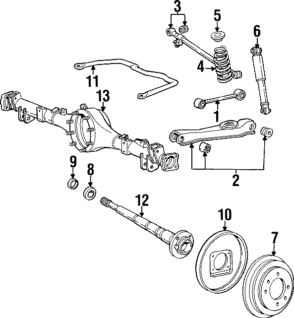 9REAR SUSPENSION. AXLE HOUSING. BRAKE COMPONENTS. STABILIZER BAR & COMPONENTS. SUSPENSION COMPONENTS.https://images.simplepart.com/images/parts/motor/fullsize/UP86317.png