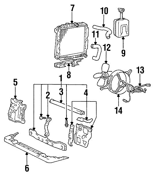 Diagram COOLING FAN. RADIATOR & COMPONENTS. RADIATOR SUPPORT. for your Chrysler 300M  