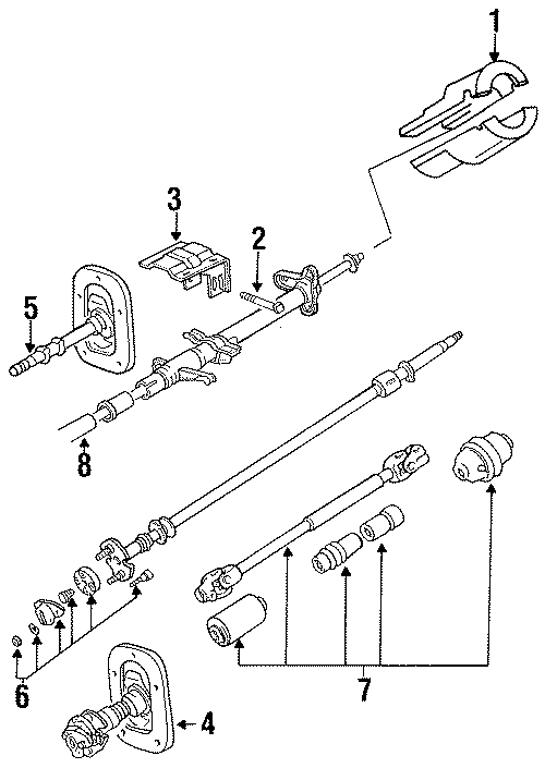 Diagram STEERING COLUMN. HOUSING & COMPONENTS. SHAFT & INTERNAL COMPONENTS. SHROUD. SWITCHES & LEVERS. for your 1991 Dodge Ram 50 2.4L A/T 4WD SE Standard Cab Pickup Fleetside 