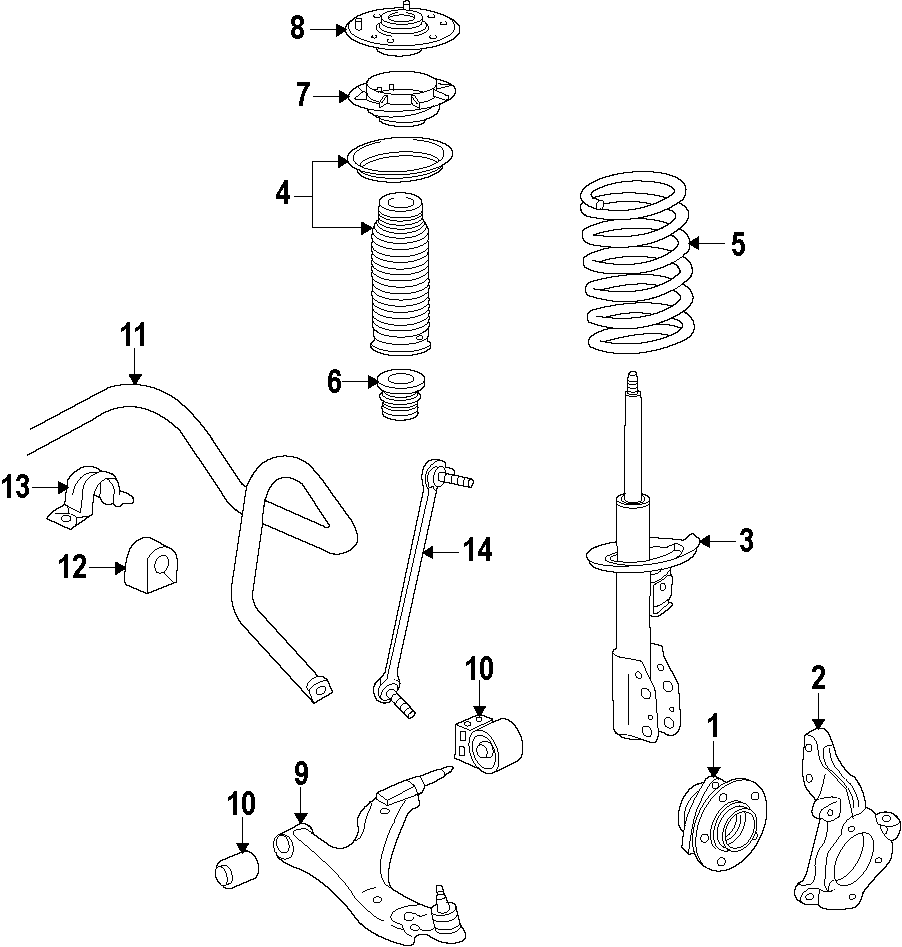 Diagram FRONT SUSPENSION. LOWER CONTROL ARM. STABILIZER BAR. SUSPENSION COMPONENTS. for your 2012 GMC Sierra 2500 HD 6.6L Duramax V8 DIESEL A/T 4WD SLT Extended Cab Pickup 