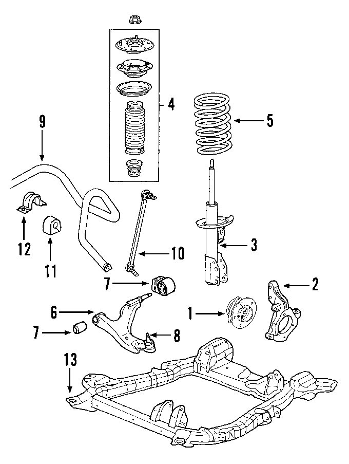 Diagram FRONT SUSPENSION. LOWER CONTROL ARM. STABILIZER BAR. SUSPENSION COMPONENTS. for your 2012 GMC Sierra 2500 HD 6.6L Duramax V8 DIESEL A/T RWD WT Extended Cab Pickup 