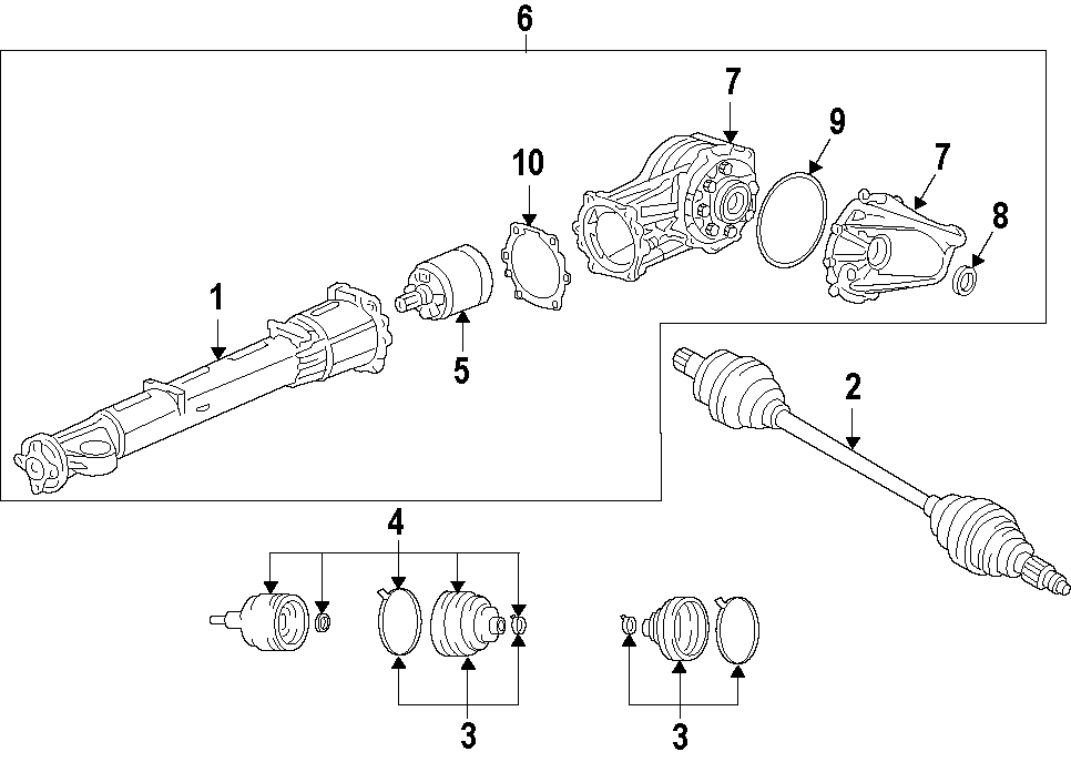 Diagram REAR AXLE. AXLE SHAFTS & JOINTS. DIFFERENTIAL. DRIVE AXLES. PROPELLER SHAFT. for your 2004 Chevrolet Avalanche 1500 Base Crew Cab Pickup Fleetside 5.3L Vortec V8 A/T RWD 