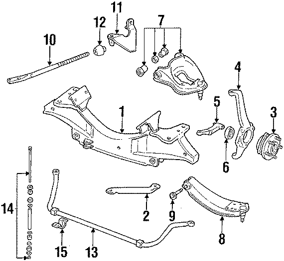 15FRONT SUSPENSION. BRAKE COMPONENTS. STABILIZER BAR & COMPONENTS. SUSPENSION COMPONENTS.https://images.simplepart.com/images/parts/motor/fullsize/VF0080.png