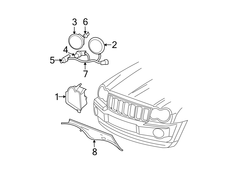 Diagram FRONT LAMPS. HEADLAMP COMPONENTS. for your Chrysler Concorde  