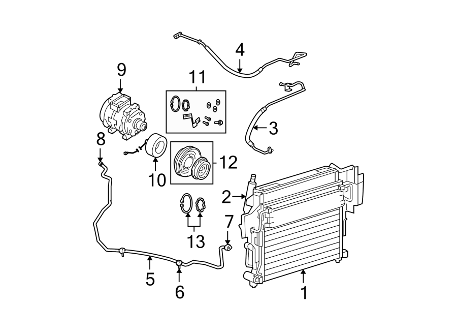 13AIR CONDITIONER & HEATER. COMPRESSOR & LINES. CONDENSER.https://images.simplepart.com/images/parts/motor/fullsize/WA05126.png