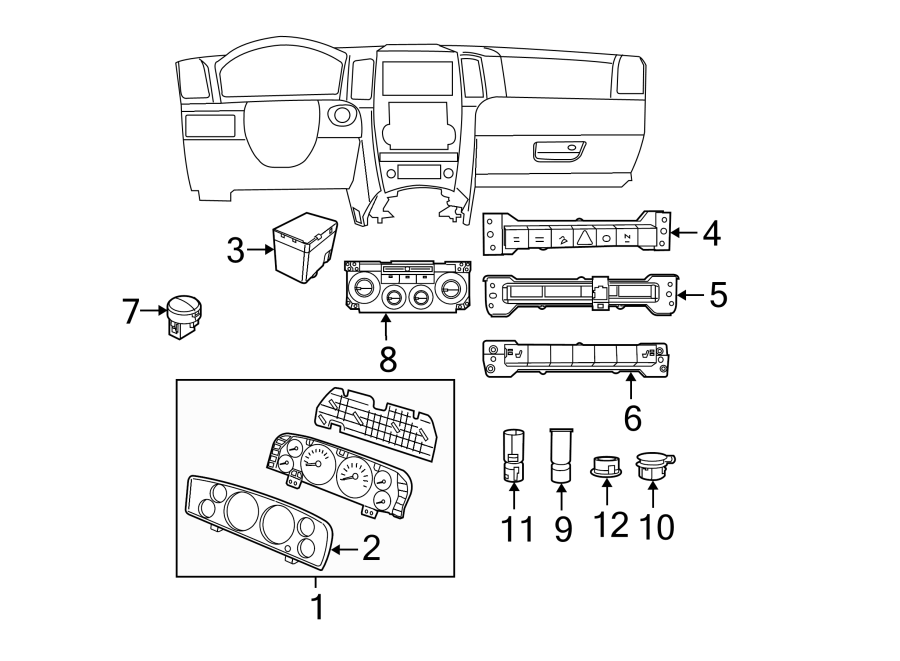 Diagram INSTRUMENT PANEL. CLUSTER & SWITCHES. for your Chrysler 300M  