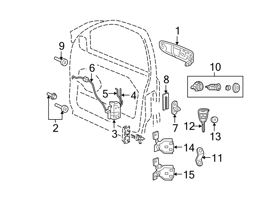 Diagram FRONT DOOR. LOCK & HARDWARE. for your 2017 Ram ProMaster 3500  Base Extended Cargo Van 