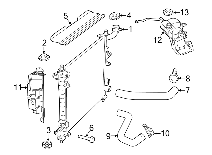 Diagram RADIATOR & COMPONENTS. for your 2018 Ram 2500 6.7L 6 cylinder DIESEL M/T RWD Tradesman Crew Cab Pickup Fleetside 