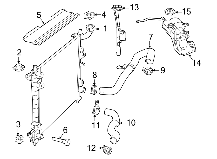 Diagram RADIATOR & COMPONENTS. for your Jeep