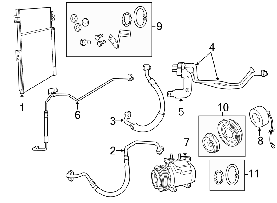 Diagram AIR CONDITIONER & HEATER. COMPRESSOR & LINES. CONDENSER. for your Jeep