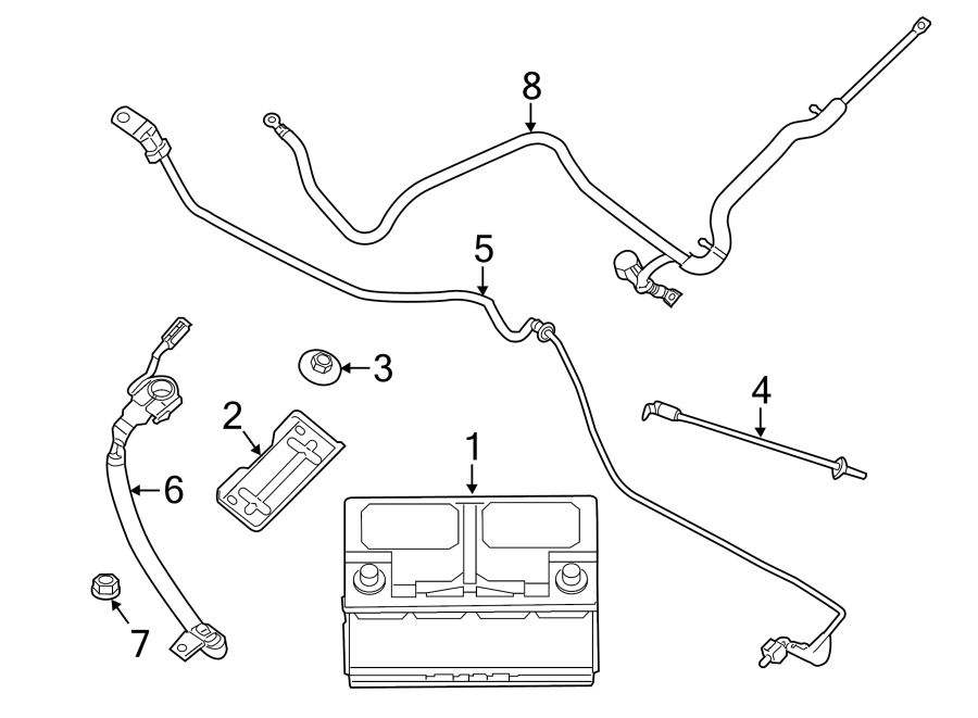 Diagram Battery to alternator. for your 2018 Jeep Grand Cherokee 5.7L HEMI V8 A/T AWD Overland Sport Utility 