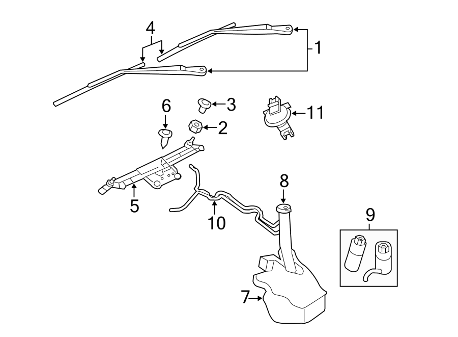 WINDSHIELD. WIPER & WASHER COMPONENTS. Diagram