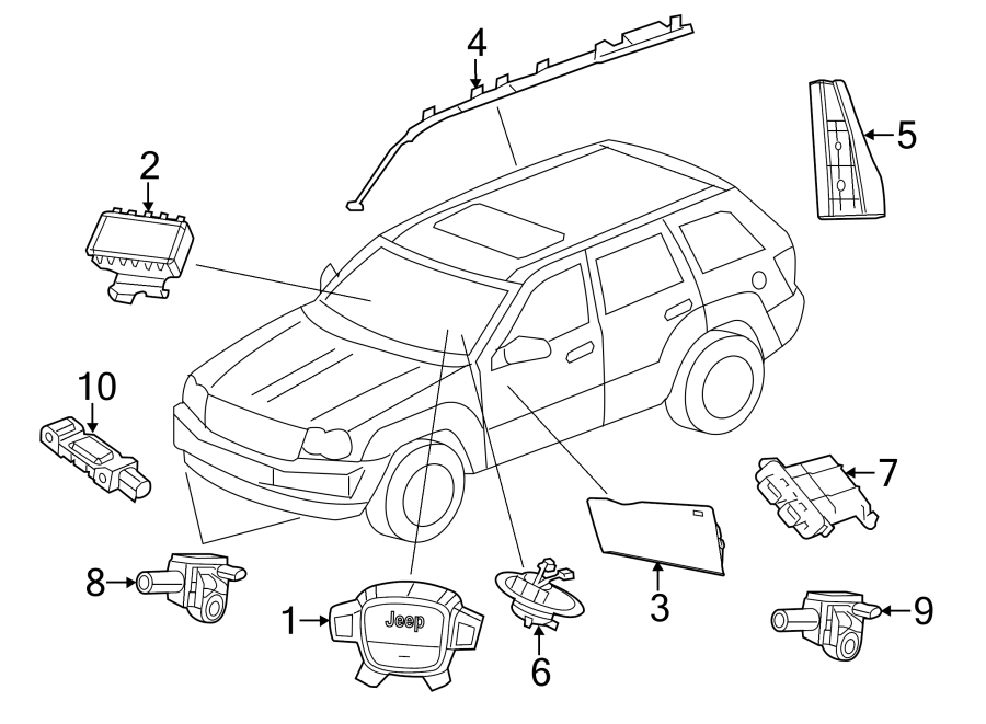 RESTRAINT SYSTEMS. AIR BAG COMPONENTS. Diagram