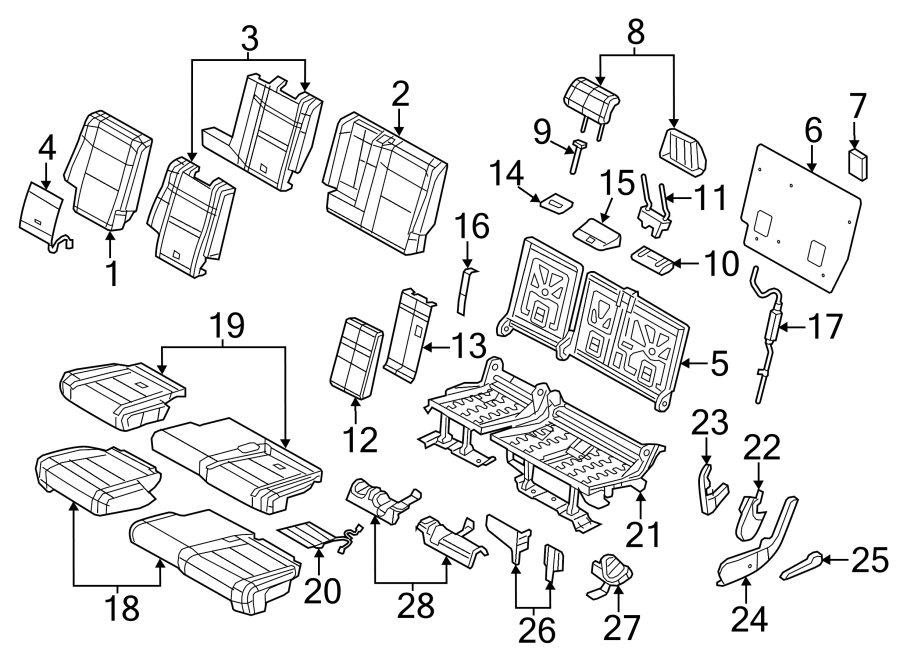 Diagram SEATS & TRACKS. REAR SEAT COMPONENTS. for your Plymouth