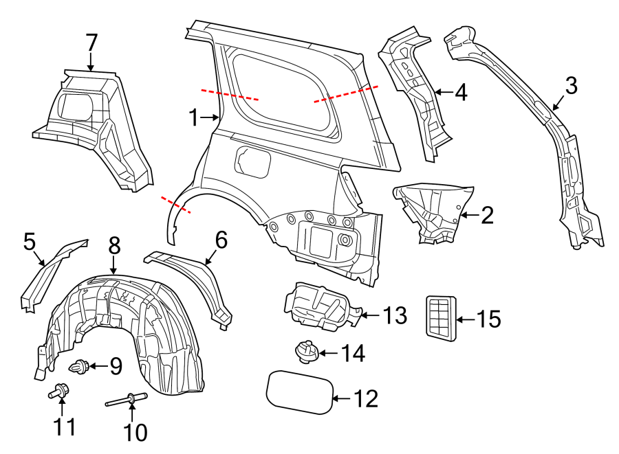 9QUARTER PANEL & COMPONENTS.https://images.simplepart.com/images/parts/motor/fullsize/WA11700.png