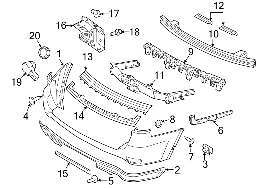 Diagram REAR BUMPER. BUMPER & COMPONENTS. for your Chrysler 200  