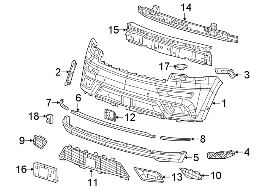 14FRONT BUMPER. BUMPER & COMPONENTS.https://images.simplepart.com/images/parts/motor/fullsize/WA14016.png