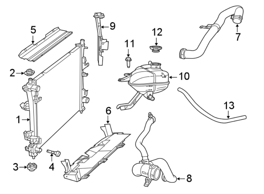 Diagram RADIATOR & COMPONENTS. for your 2018 Ram 2500 6.7L 6 cylinder DIESEL M/T RWD Tradesman Crew Cab Pickup Fleetside 