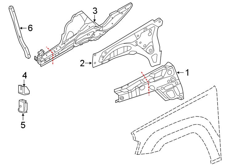 Diagram FENDER. STRUCTURAL COMPONENTS & RAILS. for your 2018 Jeep Grand Cherokee 3.0L EcoDiesel V6 DIESEL A/T AWD High Altitude Sport Utility 